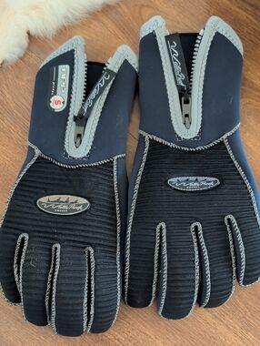 Waterproof Black Men's Gloves with Gray Trim - Weatherproof